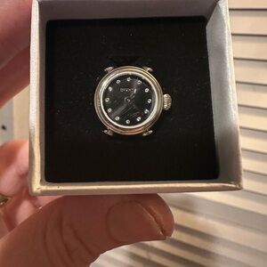 Invicta Ladies Silver and Black Fire Crystal Detail Ring Watch